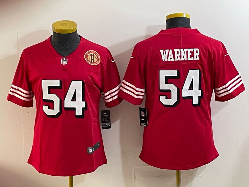 Women 2025 San Francisco 49ers #54 Warner Red Nike Limited NFL Jersey style 008->women nfl jersey->Women Jersey